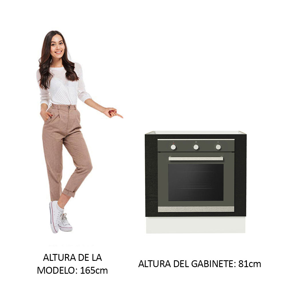 Bajo Mesada Cocina para Horno Empotrado 80 x 60 cm Sin Mesada Blanco/Negro Agata, Glamy, Madesa - Image 3