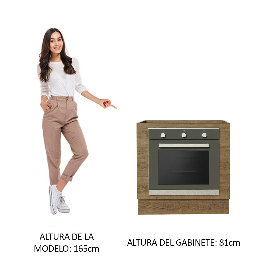 Bajo Mesada Cocina para Horno Empotrado 80 x 60 cm Sin Mesada Marrón Glamy, Lux, Stella Madesa - Image 3