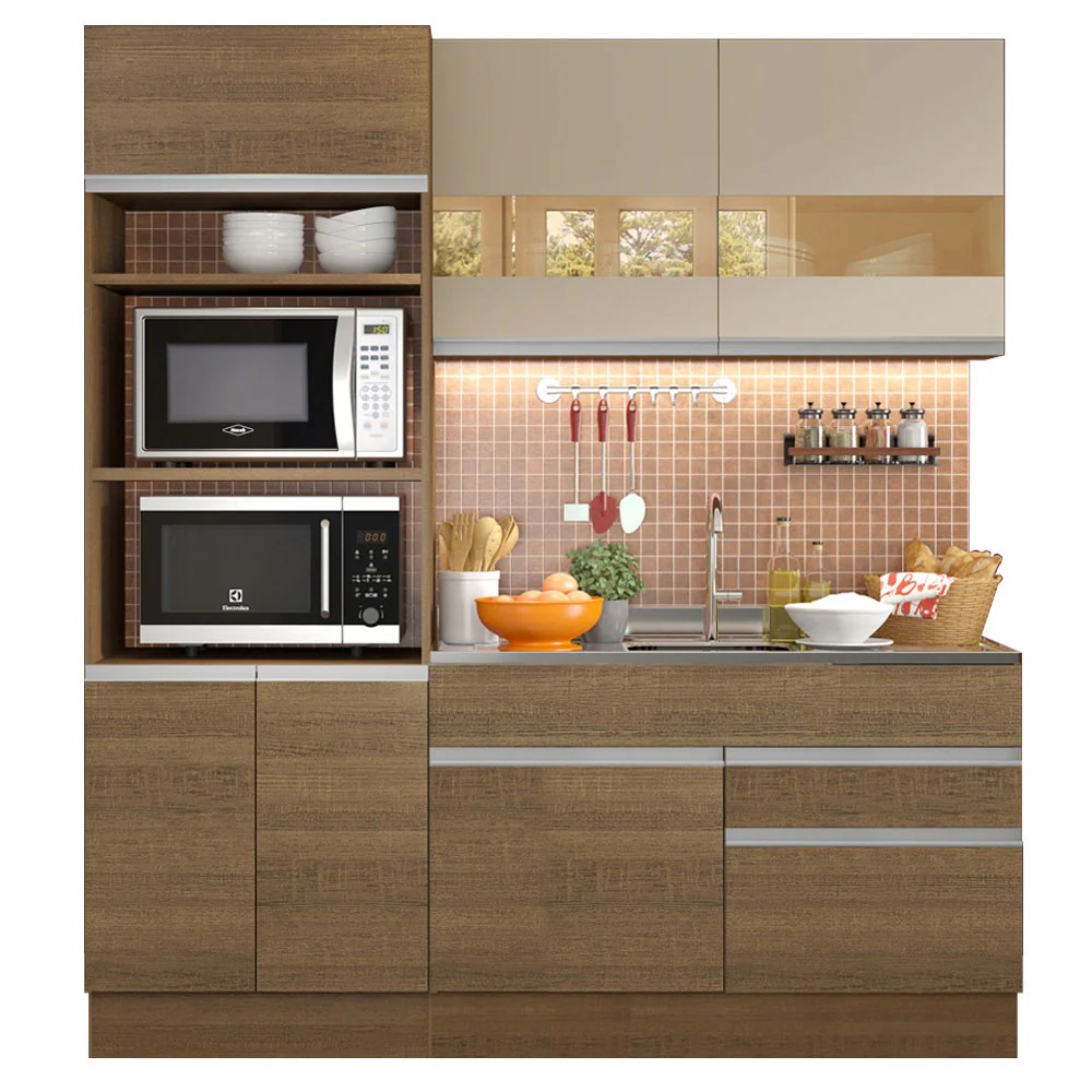 Combo de Cocina 190cm Madesa Helen Marrón/Marrón/Crema 02 - Image 3