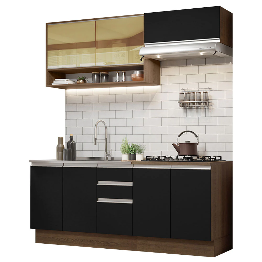 Combo de Cocina 200cm Madesa Glamy Marrón/Negro 03 - Image 3