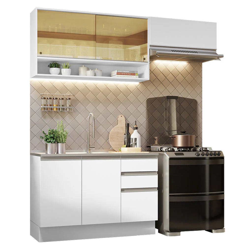 Combo de Cocina 200cm Glamy Madesa 08 - Blanco - Image 3