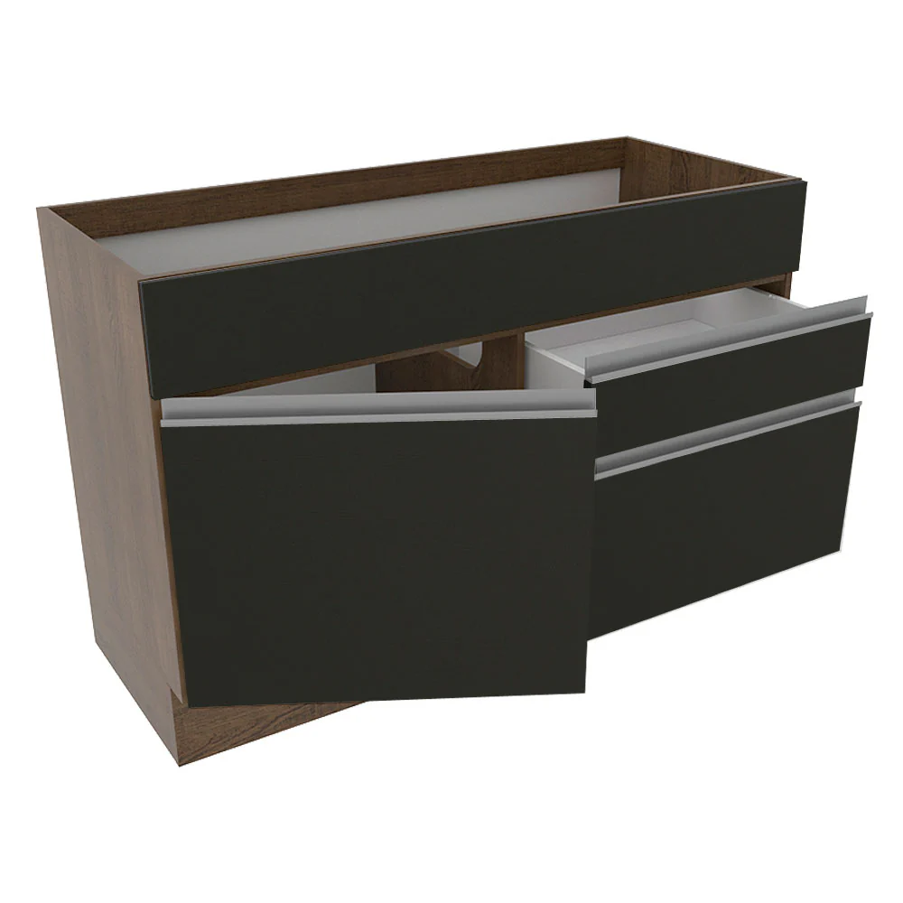 Bajo Mesada para Bacha 120 cm 1 Puerta 2 Cajones (Sin Mesada y Bacha) Marrón/Negro Glamy Madesa - Image 3