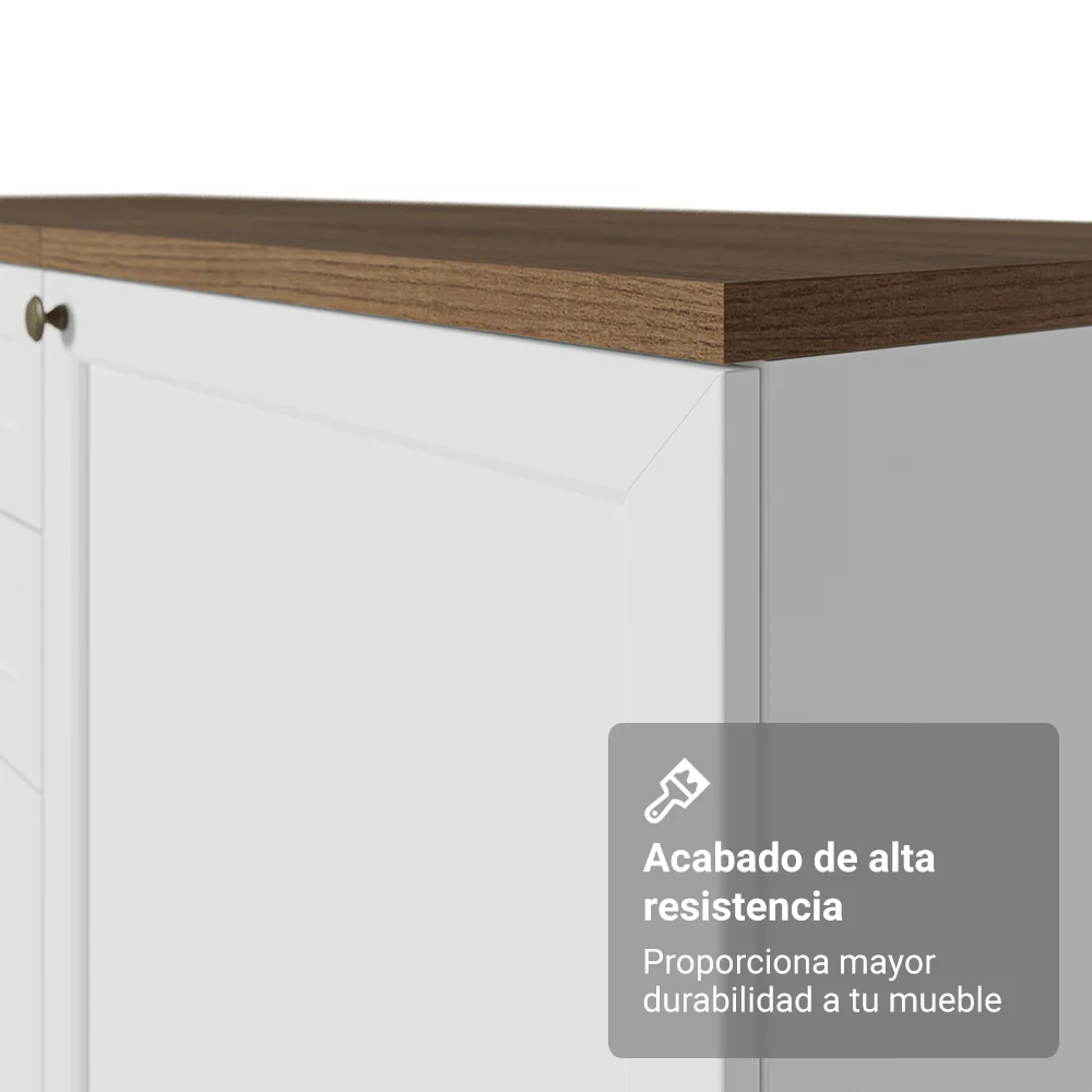 Bajo Mesada Cocina 120 cm 2 Puertas 3 Cajones (Con Mesada) Blanco/Marrón Vik Madesa - Image 9