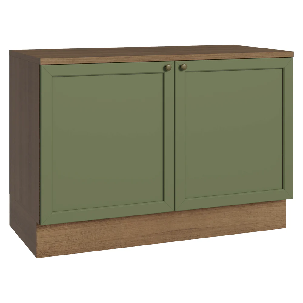 Bajo Mesada Cocina 120 cm 2 Puertas (Con Mesada) Marrón/Verde Vik Madesa