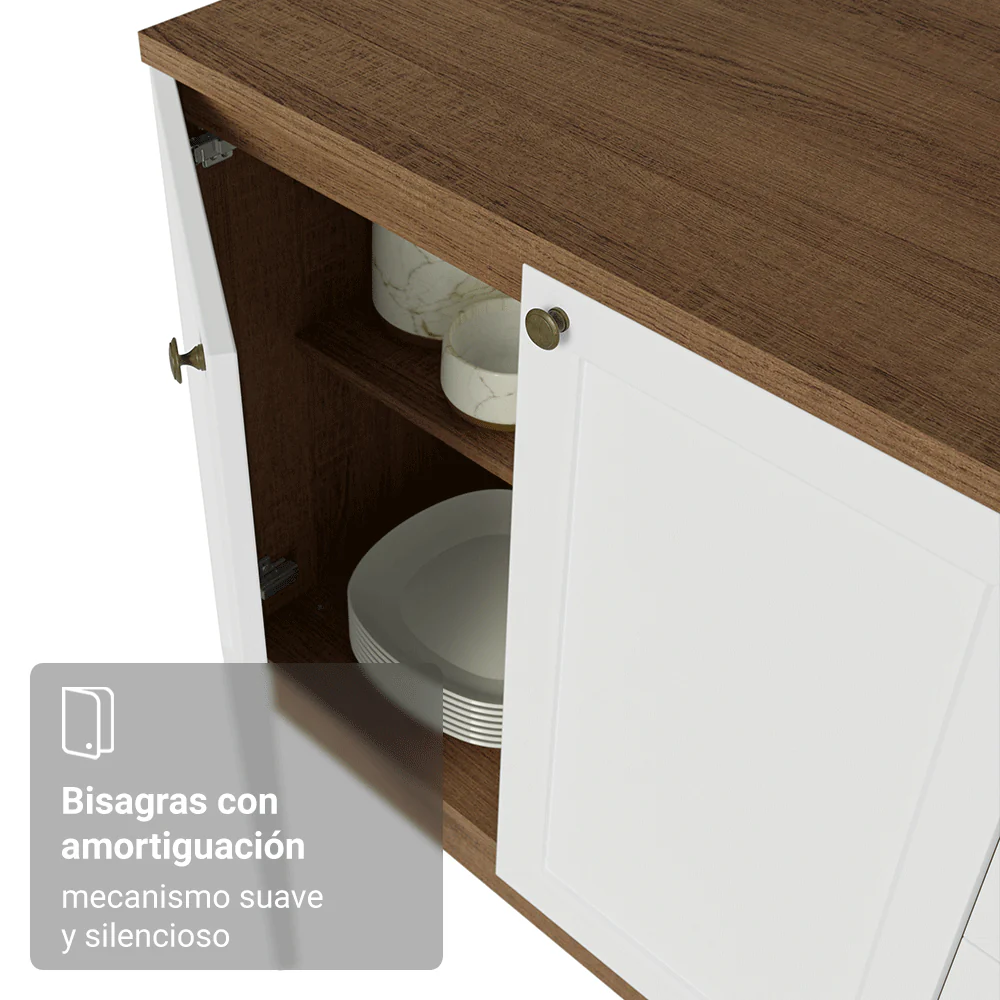 Bajo Mesada Cocina 120 x 60 cm 2 Puertas 3 Cajones (con Mesada) Marrón/Blanco Vik Madesa - Image 8