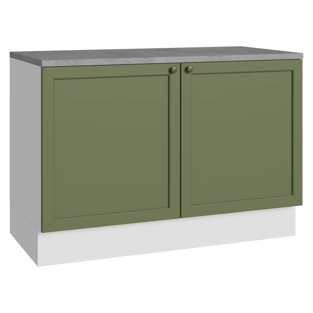 Bajo Mesada Cocina 120 x 60 cm 2 Puertas (con Mesada) Blanco/Verde Vik Madesa