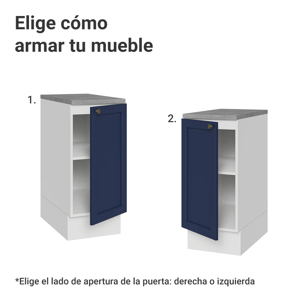 Bajo Mesada de Cocina 35 cm 1 Puerta Blanco/Azul Vik Madesa - Image 4