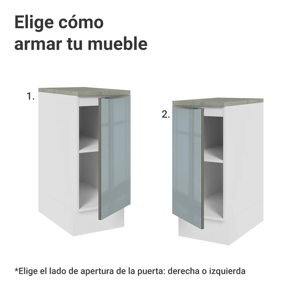 Bajo Mesada de Cocina 35 cm 1 Puerta Blanco/Gris Lux Madesa - Image 5