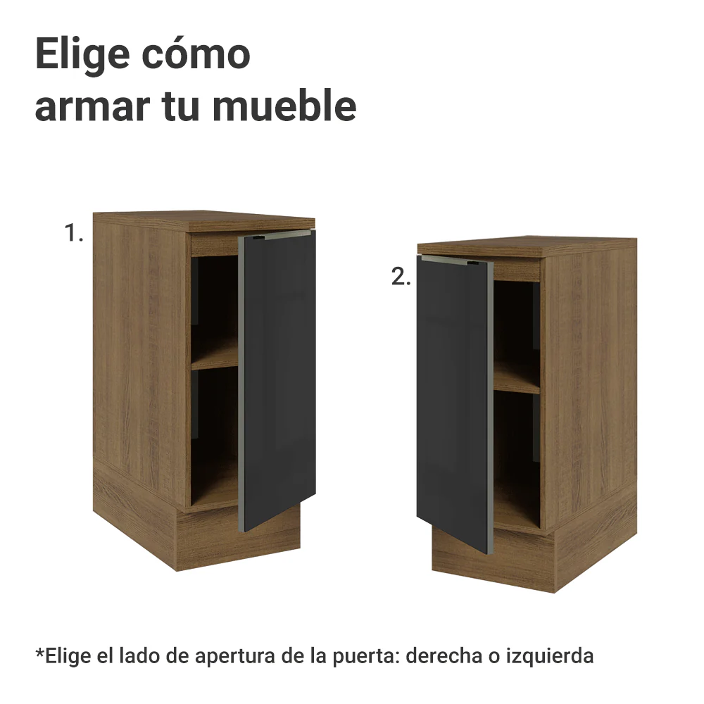 Bajo Mesada de Cocina 35 cm 1 Puerta (Con Mesada) Marrón/Negro Lux Madesa - Image 5
