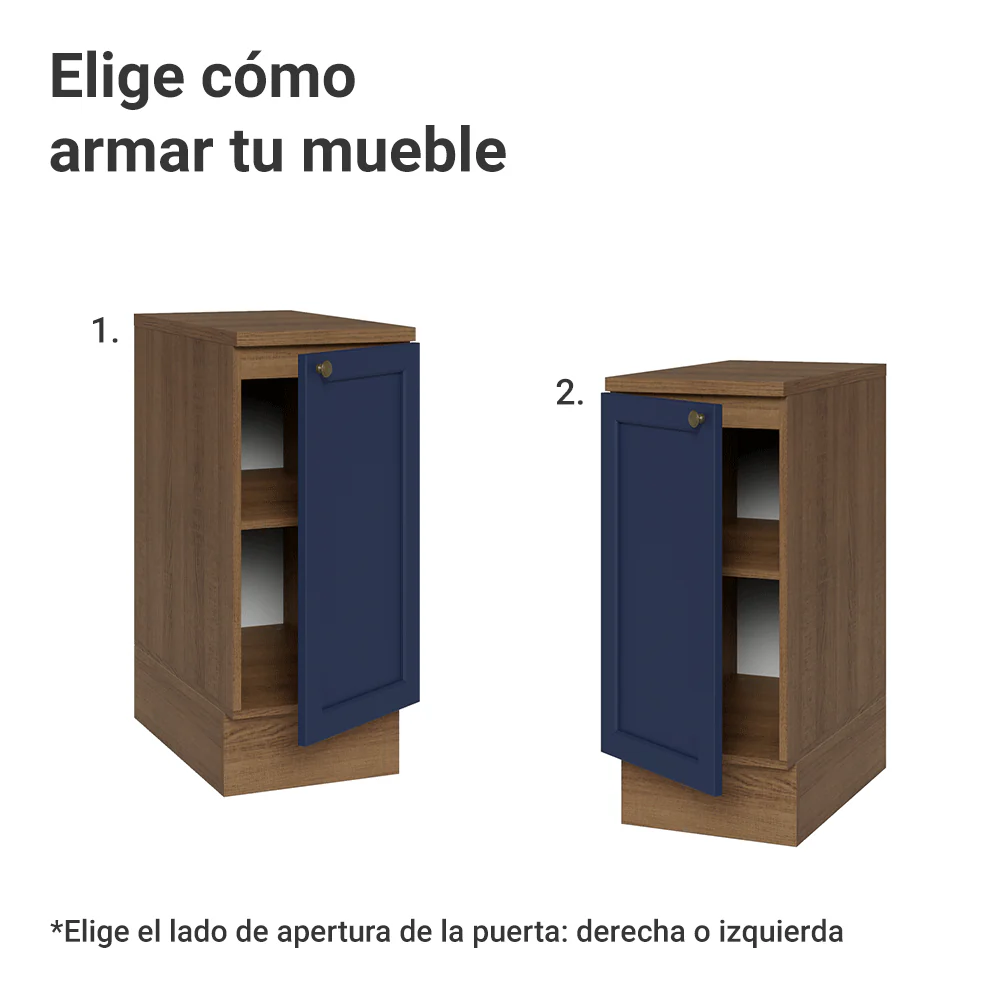 Bajo Mesada de Cocina 35 cm 1 Puerta Marrón/Azul Vik Madesa - Image 4