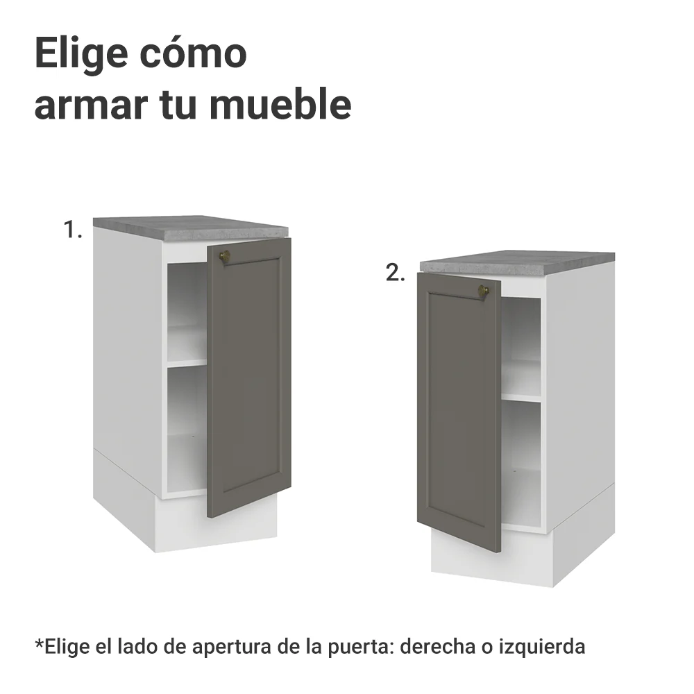 Bajo Mesada de Cocina 35 x 60 cm 1 Puerta (con Mesada) Blanco/Gris Vik Madesa - Image 4