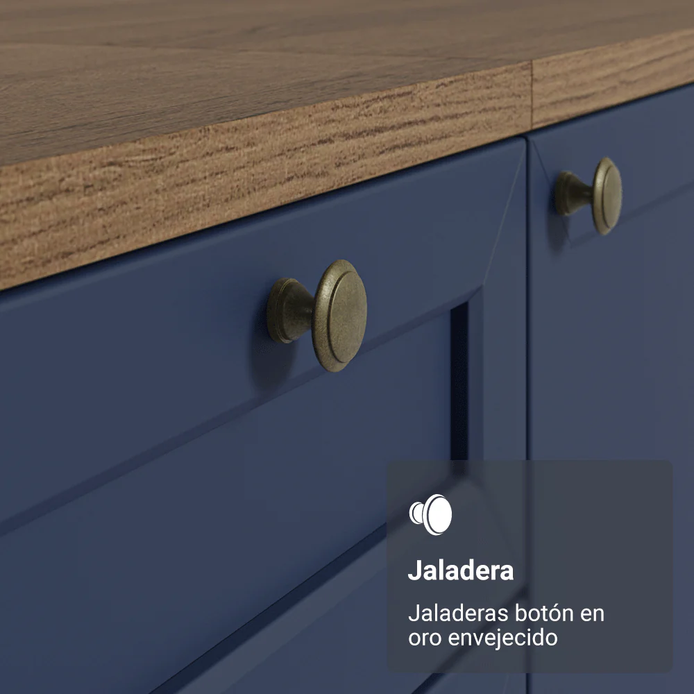 Bajo Mesada de Cocina 35 x 60 cm 1 Puerta (Sin Mesada) Marrón/Azul Vik Madesa - Image 6