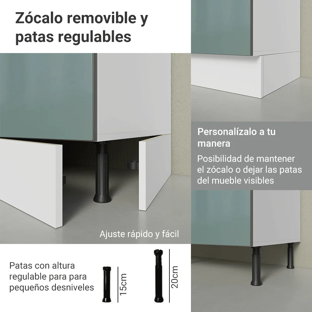 Bajo Mesada de Cocina 40 cm 1 Puerta Blanco/Gris Lux Madesa - Image 7