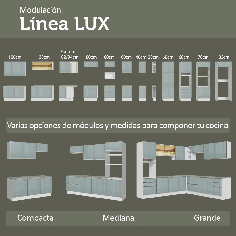 Bajo Mesada de Cocina 40 cm 1 Puerta (Sin Mesada) Blanco/Gris Lux Madesa - Image 9