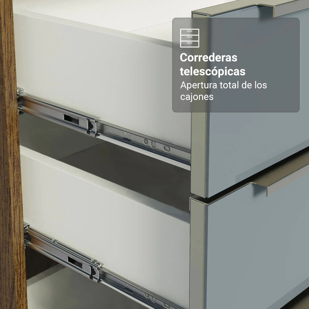 Bajo Mesada de Cocina 40 cm 3 Cajones (Sin Mesada) Marrón/Gris Lux Madesa - Image 6