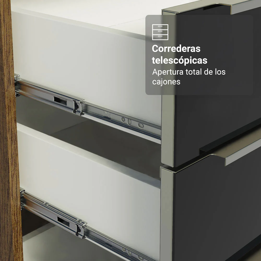 Bajo Mesada de Cocina 40 cm 3 Cajones (Sin Mesada) Marrón/Negro Lux Madesa - Image 6