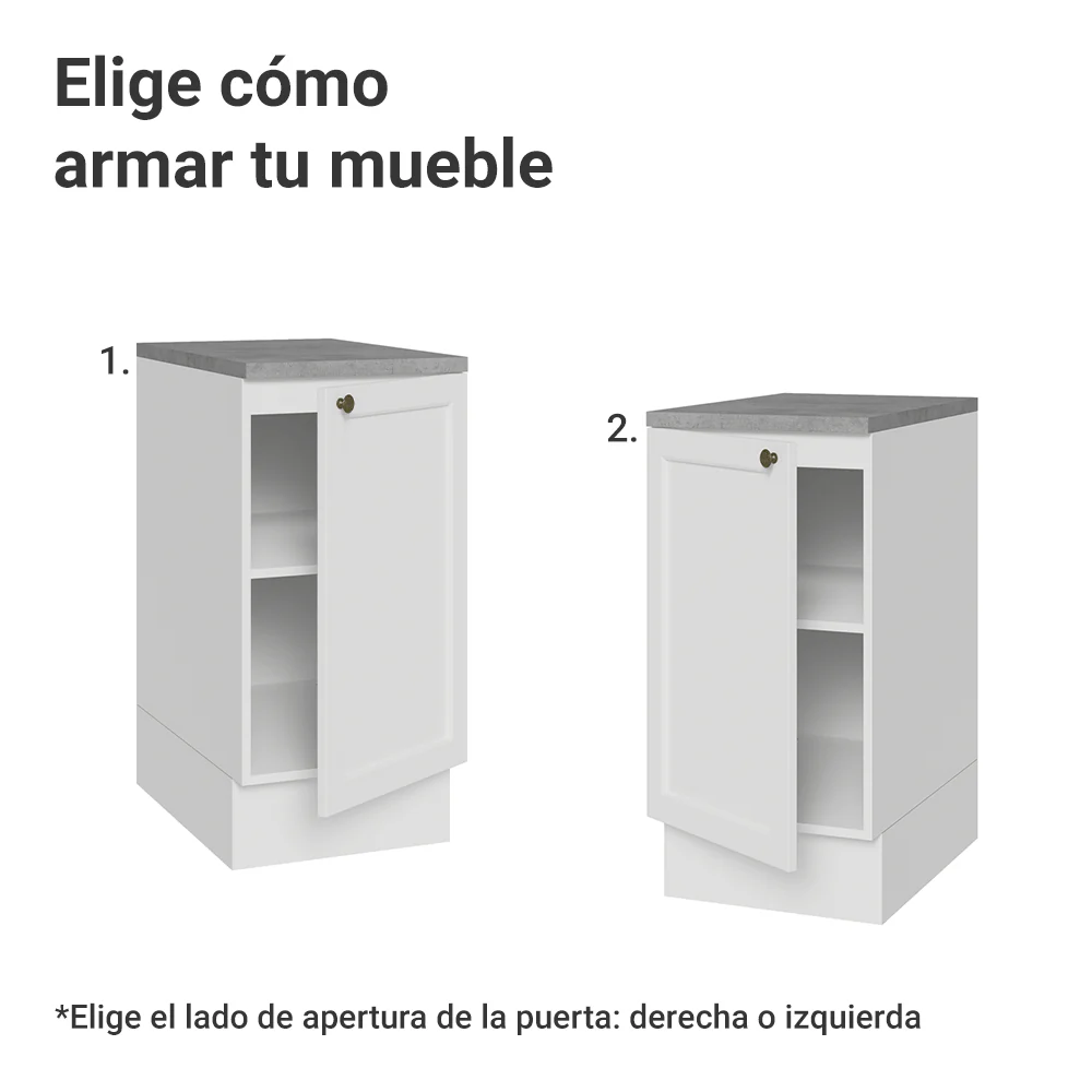 Bajo Mesada de Cocina 40 x 60 cm 1 Puerta (con Mesada) Blanco Vik Madesa - Image 4