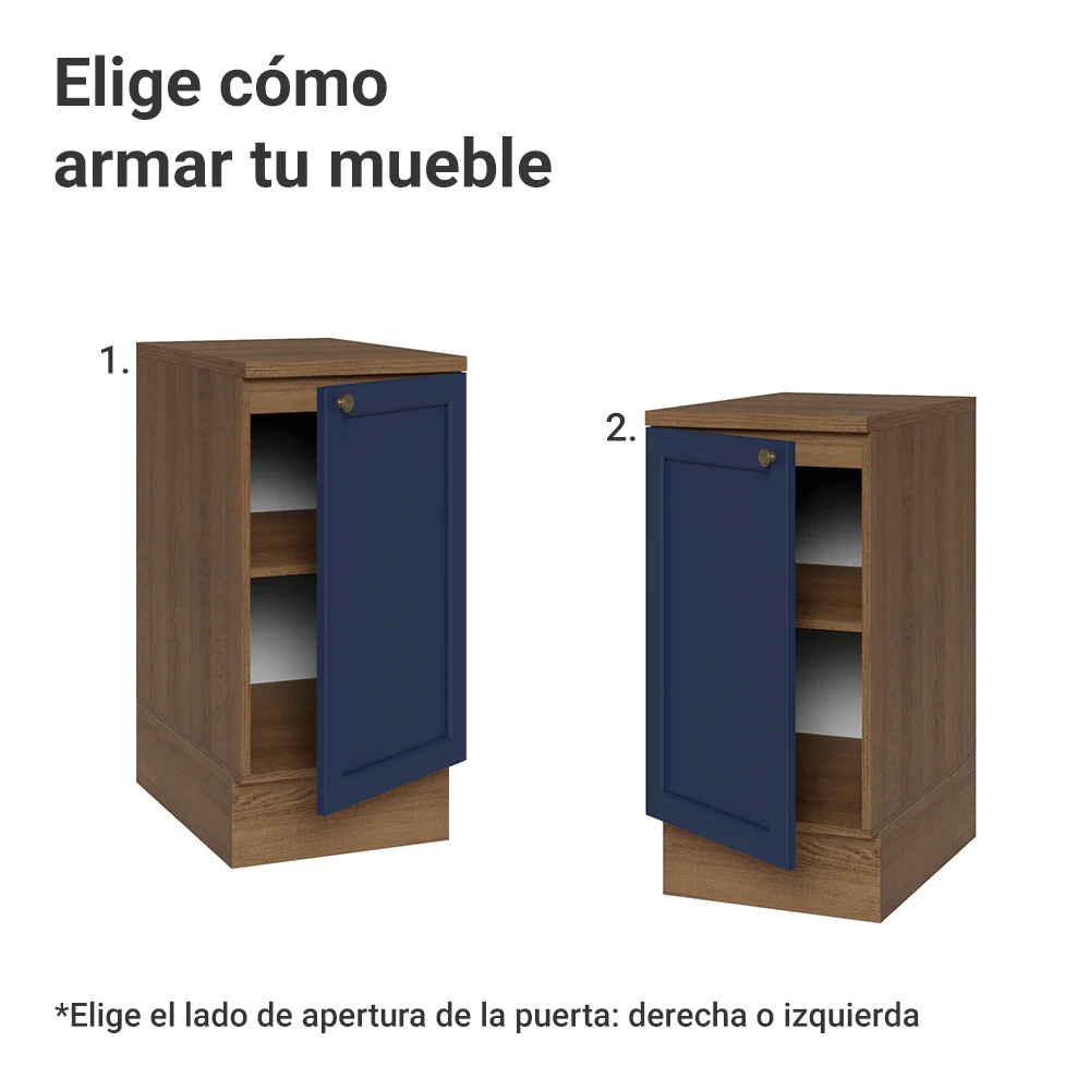 Bajo Mesada de Cocina 40 x 60 cm 1 Puerta (con Mesada) Marrón/Azul Vik Madesa - Image 4