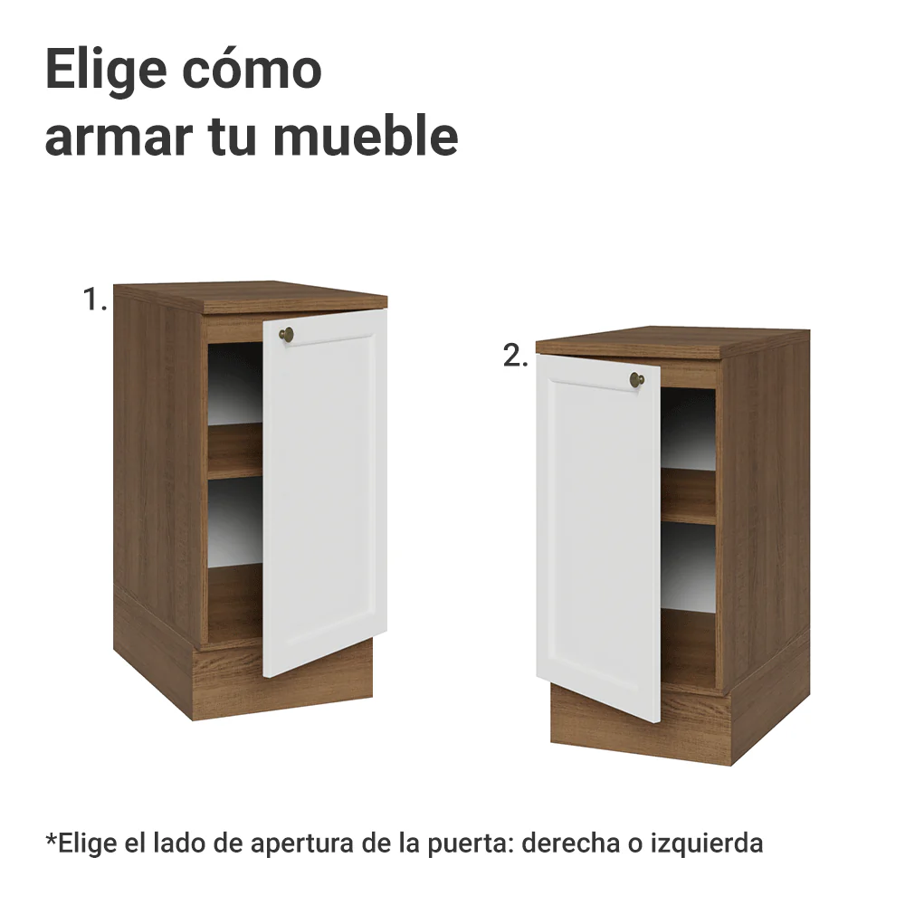 Bajo Mesada de Cocina 40 x 60 cm 1 Puerta (con Mesada) Marrón/Blanco Vik Madesa - Image 4