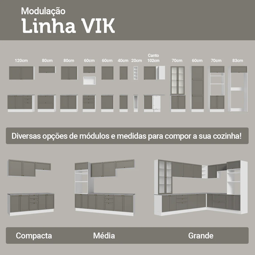 Bajo Mesada de Cocina 40 x 60 cm 1 Puerta (Sin Mesada) Blanco/Gris Vik Madesa - Image 9