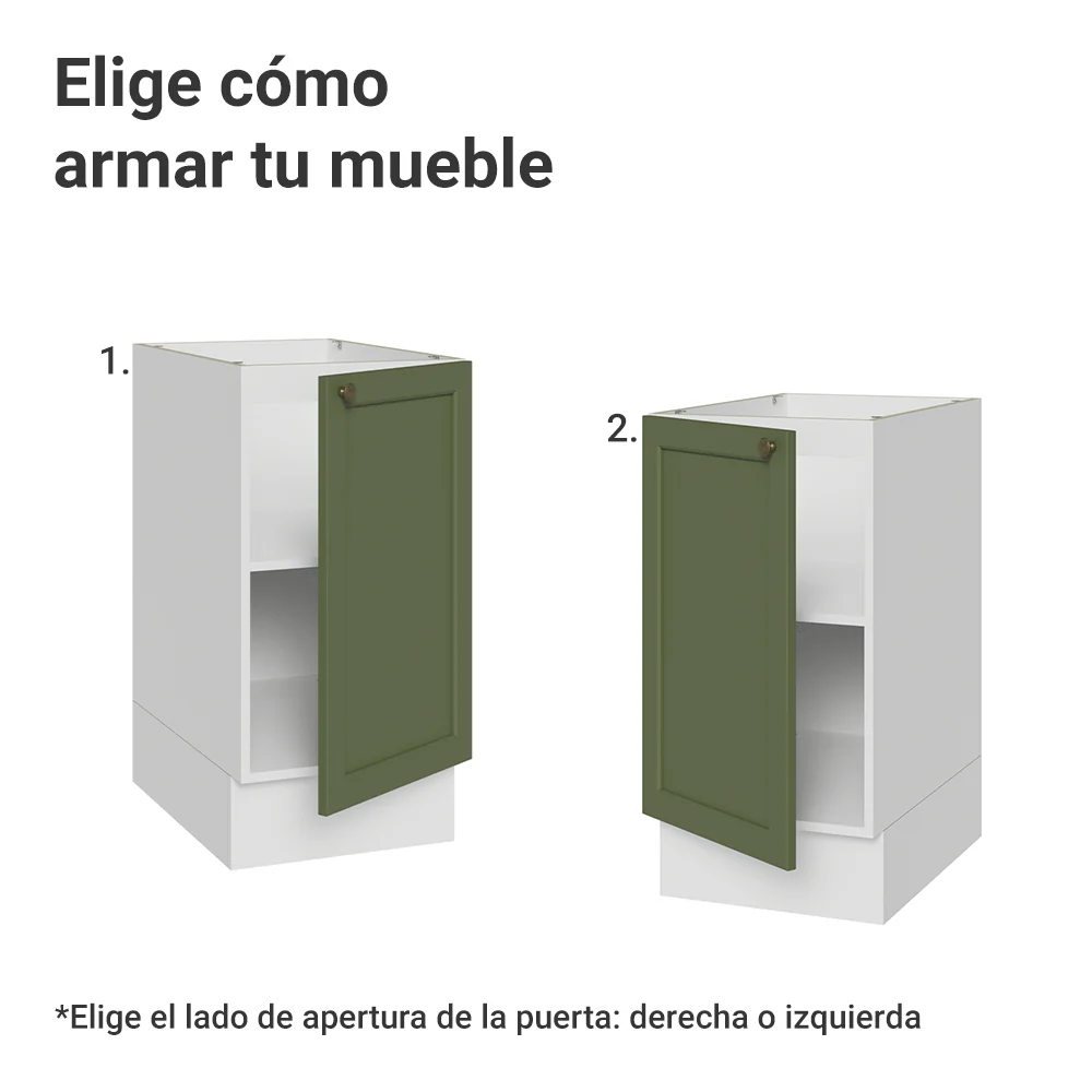 Bajo Mesada de Cocina 40 x 60 cm 1 Puerta (Sin Mesada) Blanco/Verde Vik Madesa - Image 4