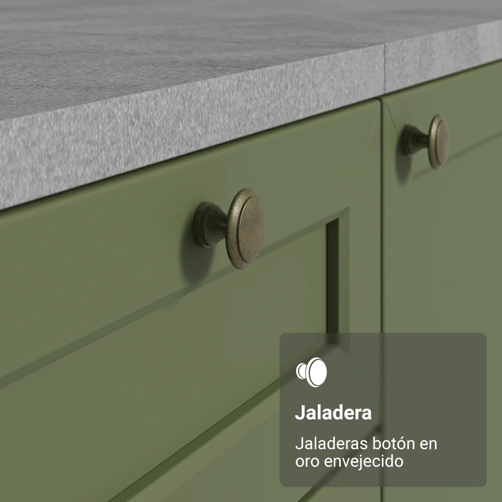 Bajo Mesada de Cocina 40 x 60 cm 3 Cajones (con Mesada) Blanco/Verde Vik Madesa - Image 6