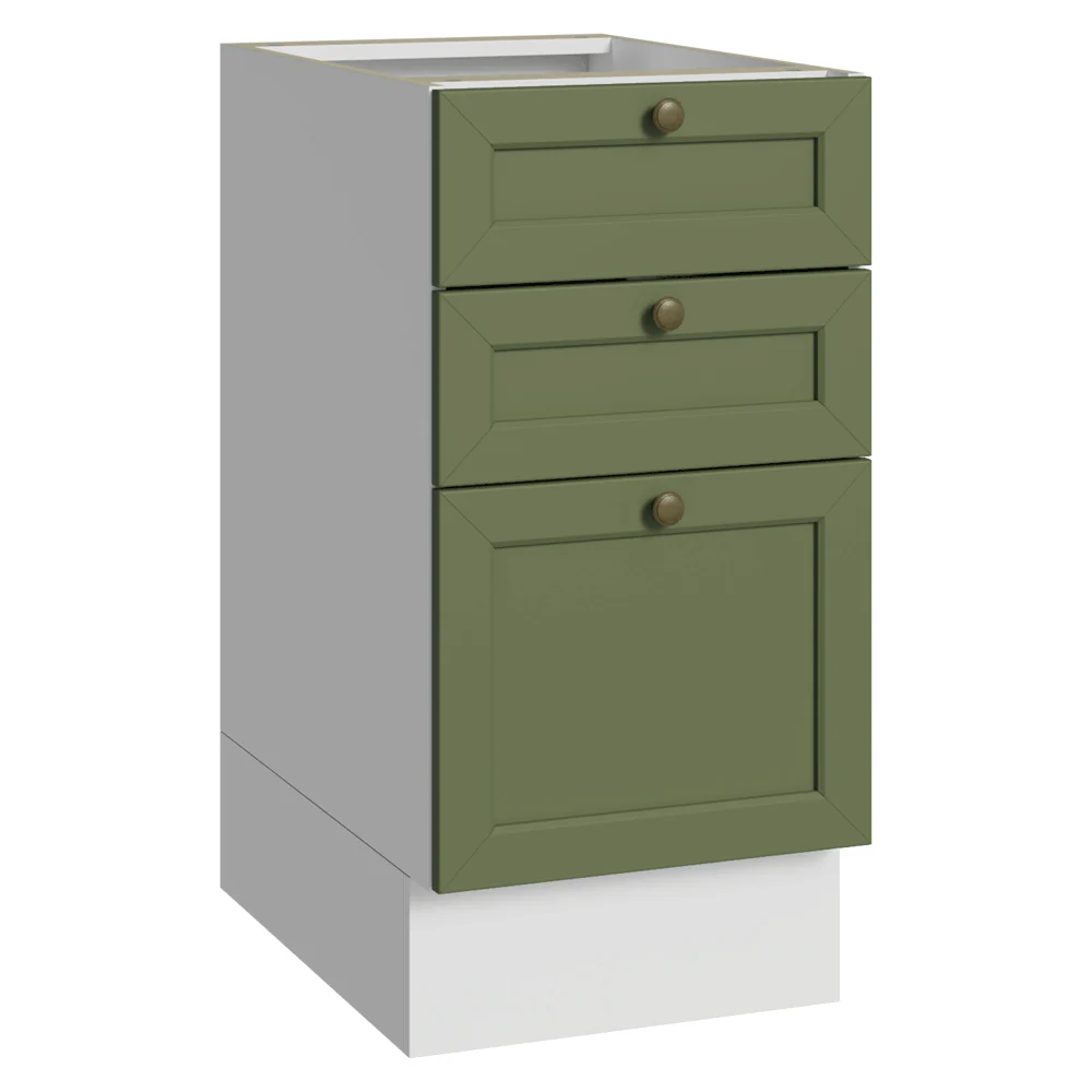 Bajo Mesada de Cocina 40 x 60 cm 3 Cajones (Sin Mesada) Blanco/Verde Vik Madesa