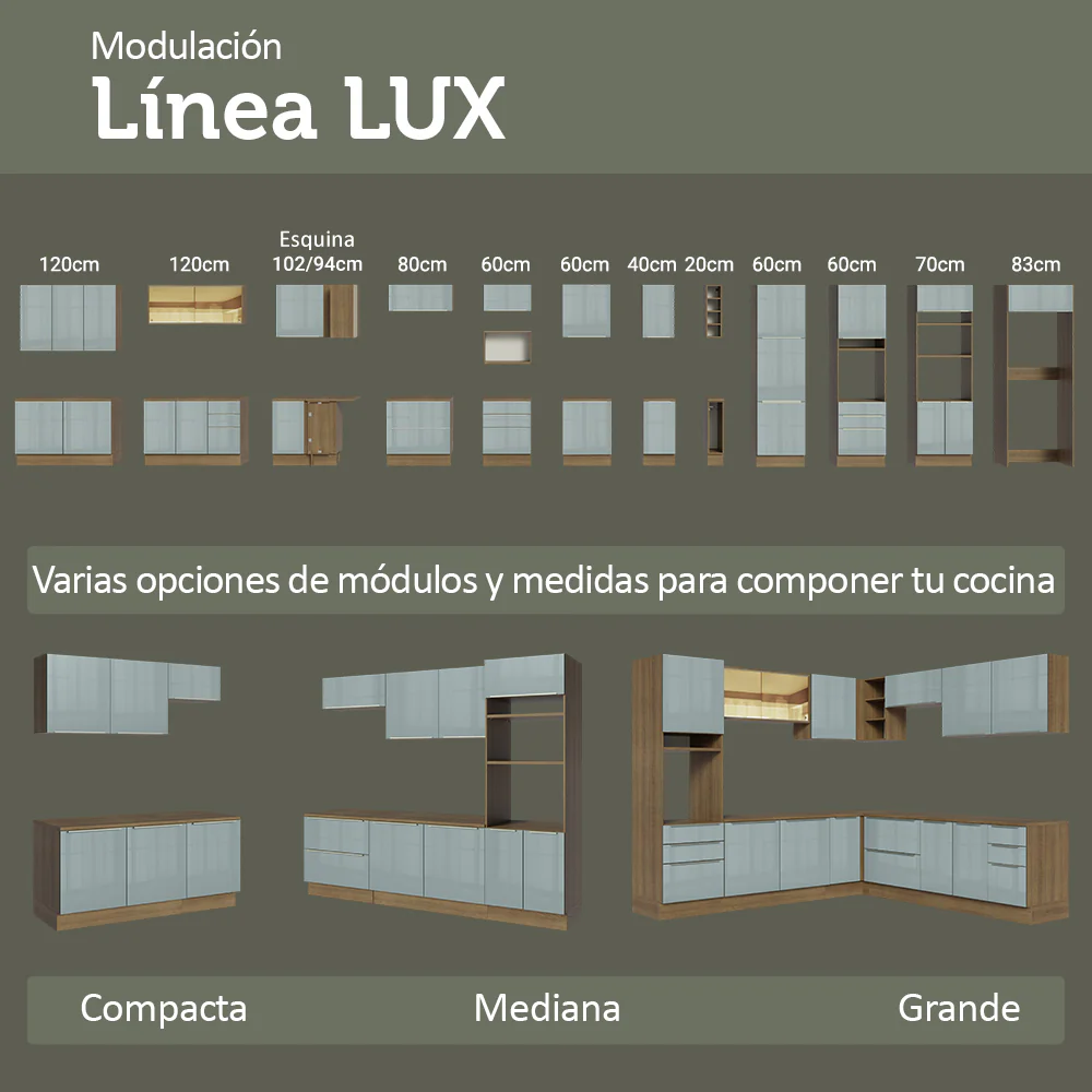 Bajo Mesada de Cocina 50 cm 1 Puerta (Con Mesada) Marrón/Gris Lux Madesa - Image 10