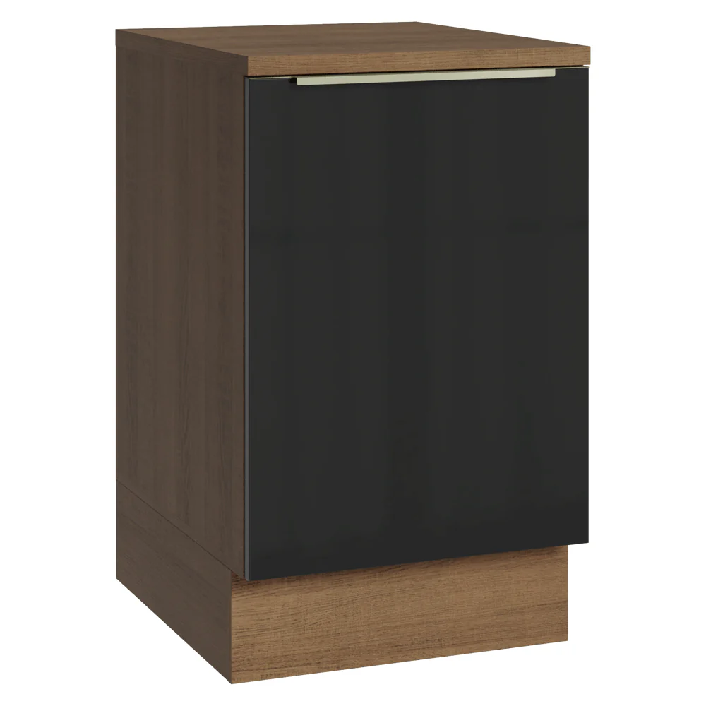 Bajo Mesada de Cocina 50 cm 1 Puerta (Con Mesada) Marrón/Negro Lux Madesa
