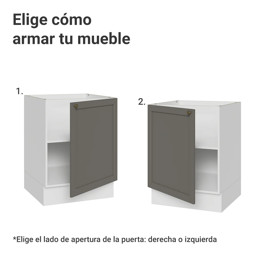 Bajo Mesada de Cocina 60 x 60 cm 1 Puerta (Sin Mesada) Blanco/Gris Vik Madesa - Image 4