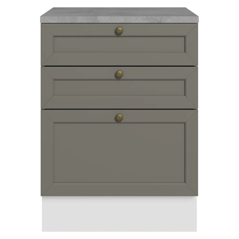 Bajo Mesada de Cocina 60 x 60 cm 3 Cajones (con Mesada) Blanco/Gris Vik Madesa - Image 4