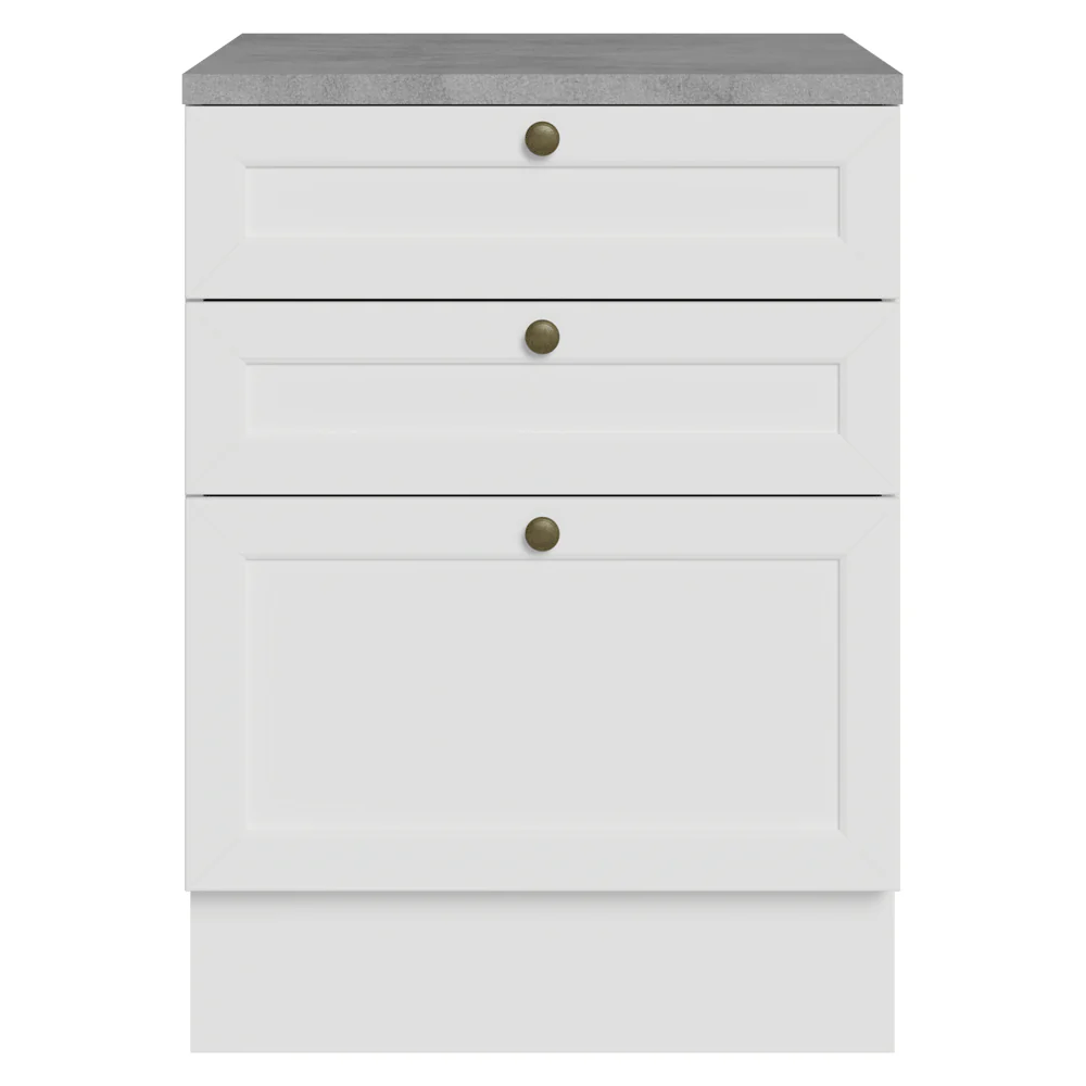 Bajo Mesada de Cocina 60 x 60 cm 3 Cajones (con Mesada) Blanco Vik Madesa - Image 4