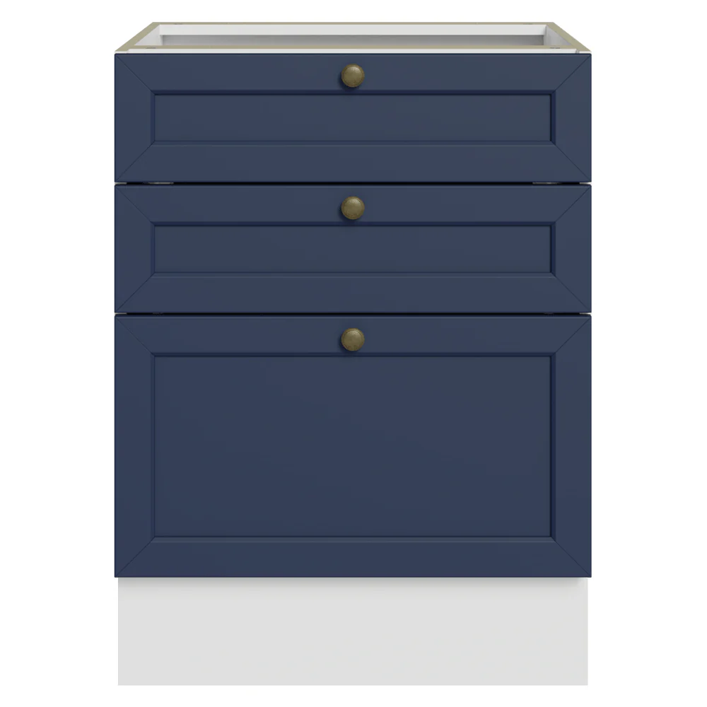 Bajo Mesada de Cocina 60 x 60 cm 3 Cajones (Sin Mesada) Blanco/Azul Vik Madesa - Image 4