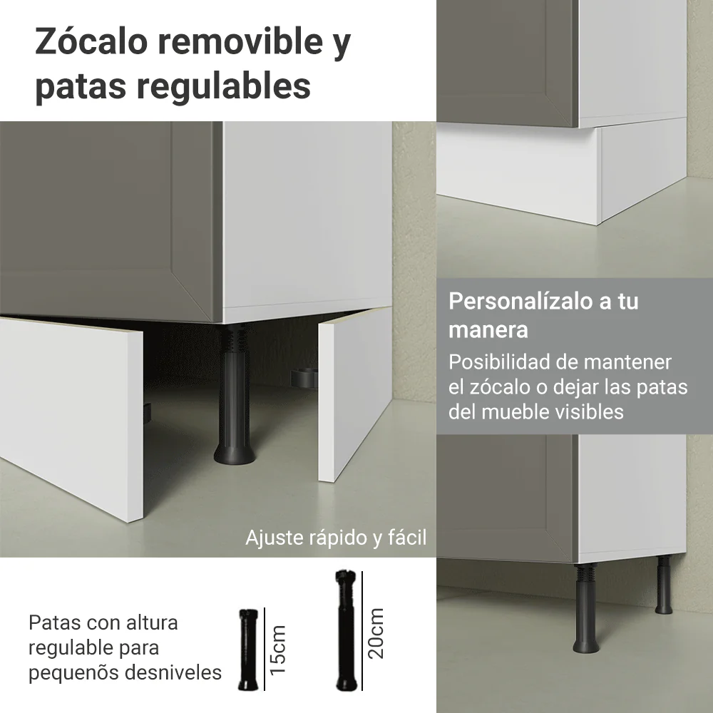 Bajo Mesada de Cocina 60 x 60 cm 3 Cajones (Sin Mesada) Blanco/Gris Vik Madesa - Image 10