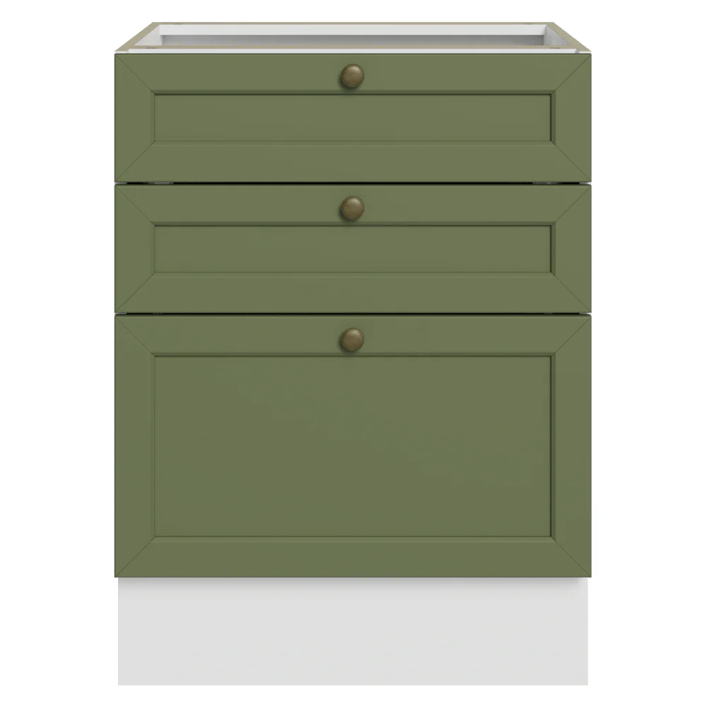 Bajo Mesada de Cocina 60 x 60 cm 3 Cajones (Sin Mesada) Blanco/Verde Vik Madesa - Image 4