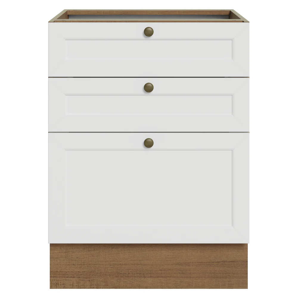 Bajo Mesada de Cocina 60 x 60 cm 3 Cajones (Sin Mesada) Marrón/Blanco Vik Madesa - Image 4