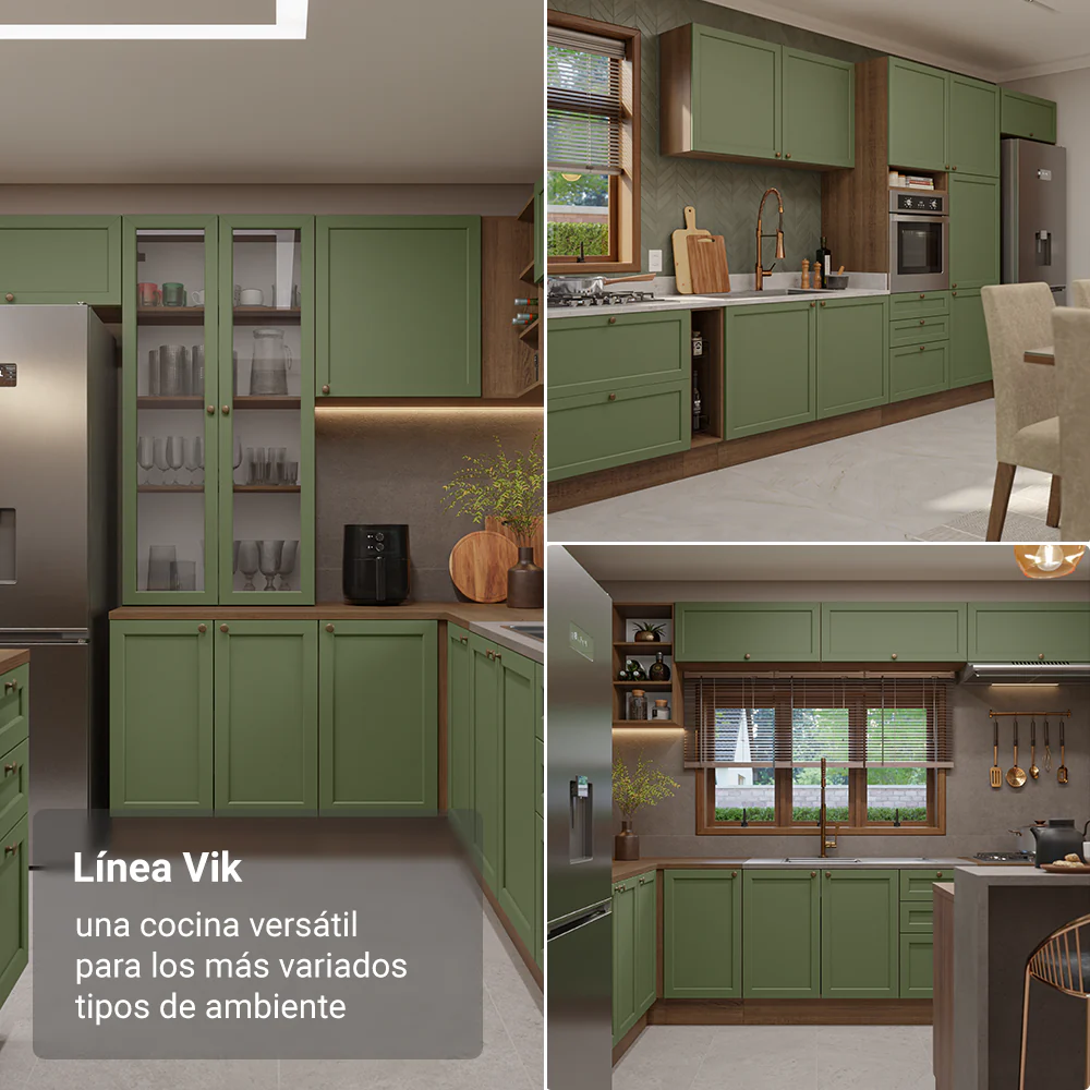 Bajo Mesada de Cocina 60 x 60 cm 3 Cajones (Sin Mesada) Marrón/Verde Vik Madesa - Image 5