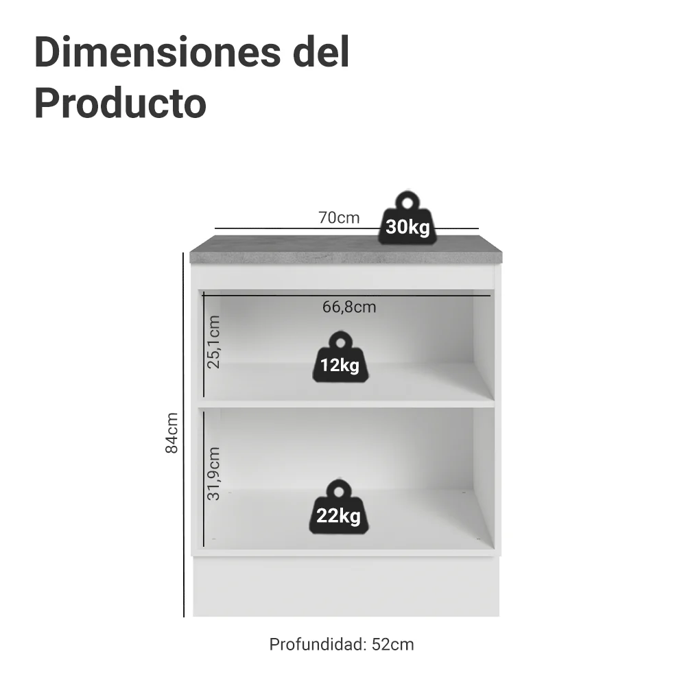 Bajo Mesada de Cocina 70 cm 2 Puertas Blanco/Verde Vik Madesa - Image 2