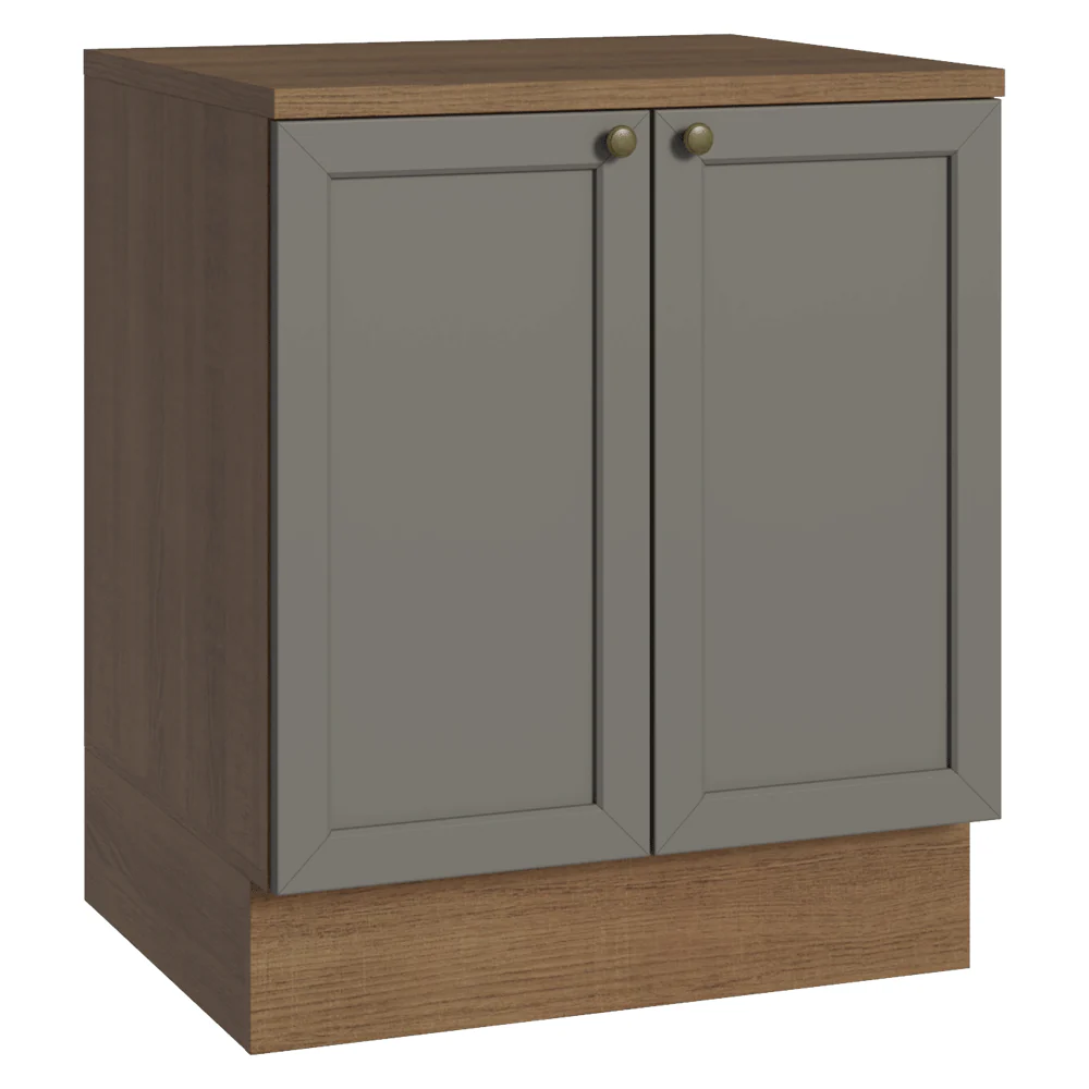 Bajo Mesada de Cocina 70 cm 2 Puertas Marrón/Gris Vik Madesa