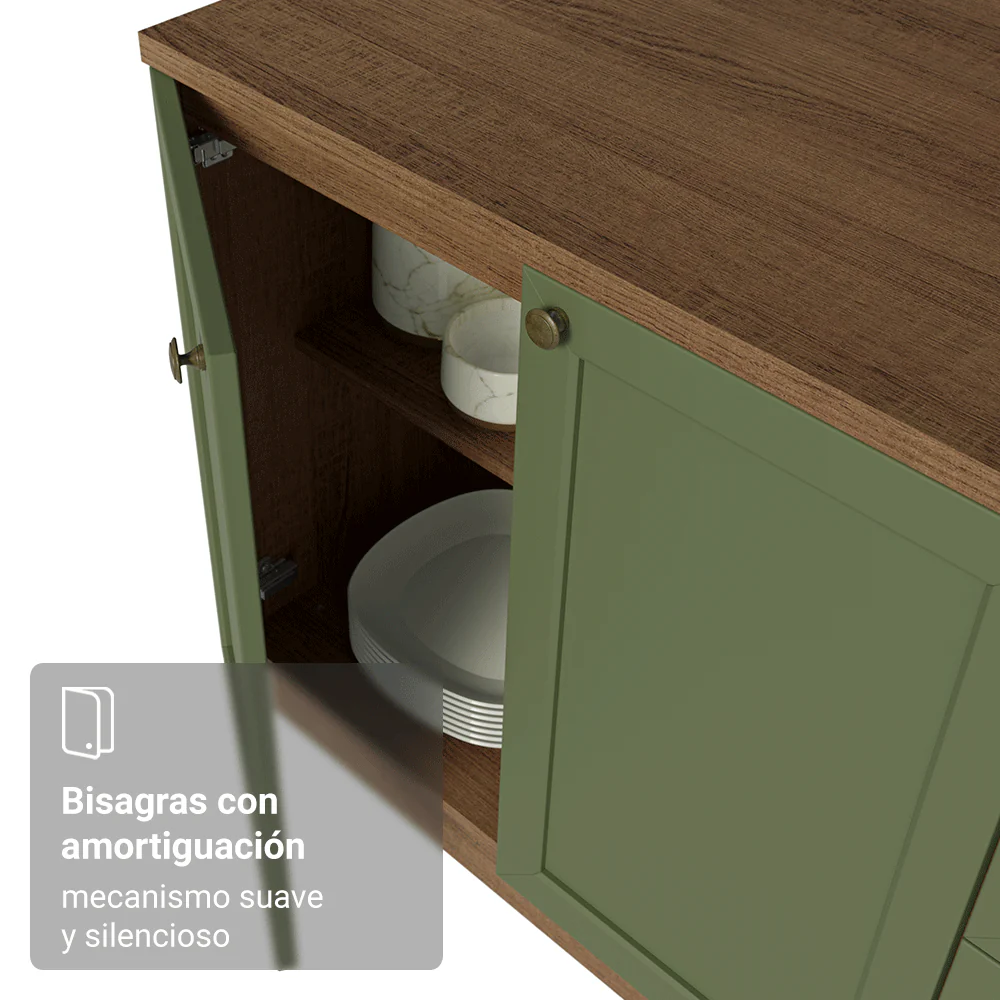 Bajo Mesada de Cocina 70 cm 2 Puertas Marrón/Verde Vik Madesa - Image 7