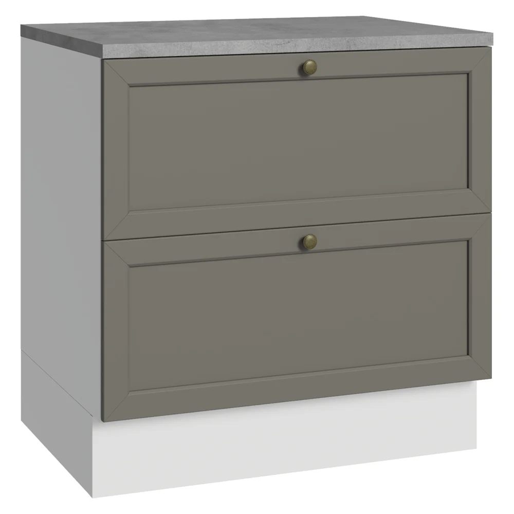 Bajo Mesada de Cocina 80 cm 2 Cajones Blanco/Gris Vik Madesa