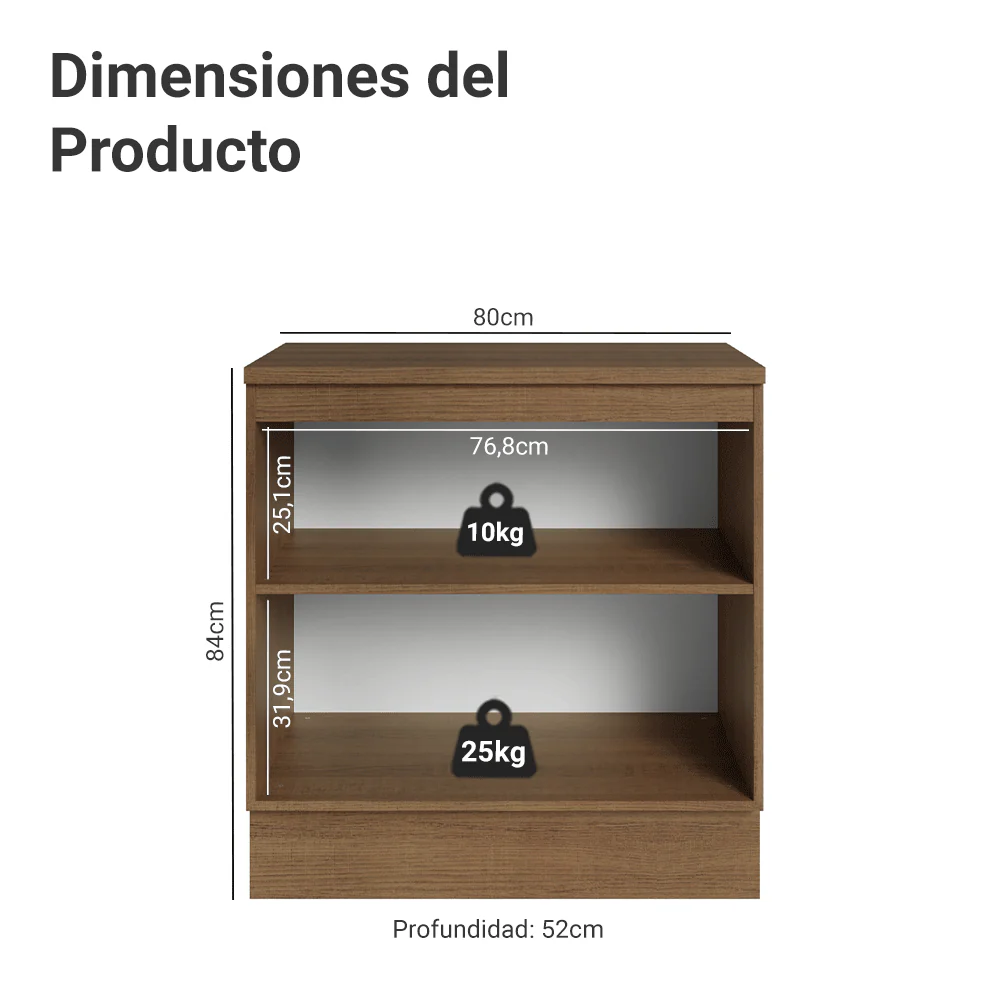Bajo Mesada de Cocina 80 cm 2 Puertas Marrón/Azul Vik Madesa - Image 2