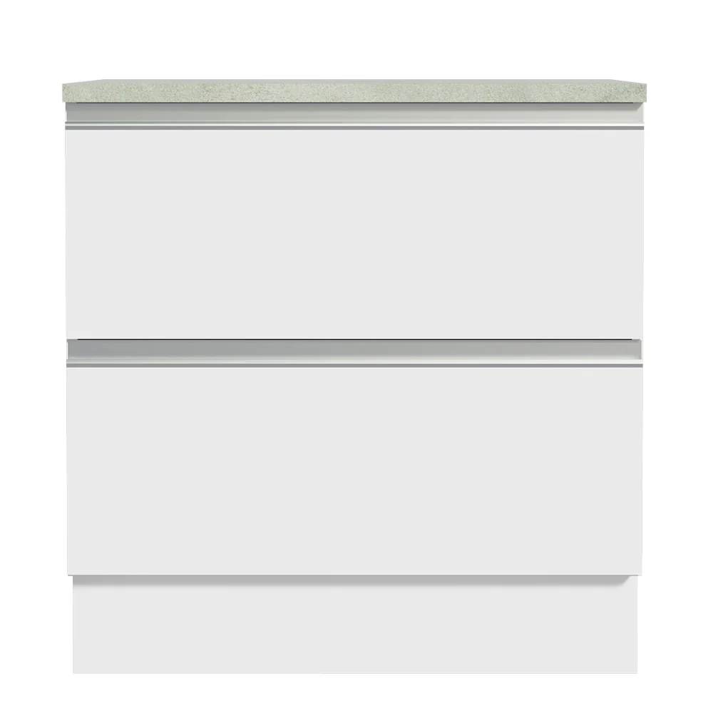 Bajo Mesada de Cocina 80 x 60 cm 2 Cajones (Con Mesada) Blanco Glamy Madesa - Image 5