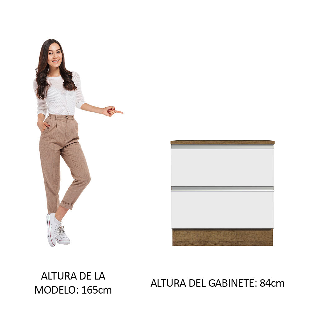 Bajo Mesada de Cocina 80 x 60 cm 2 Cajones (Con Mesada) Marrón/Blanco Glamy Madesa - Image 3
