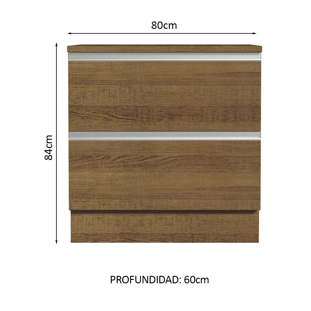 Bajo Mesada de Cocina 80 x 60 cm 2 Cajones (Con Mesada) Marrón Glamy Madesa - Image 2