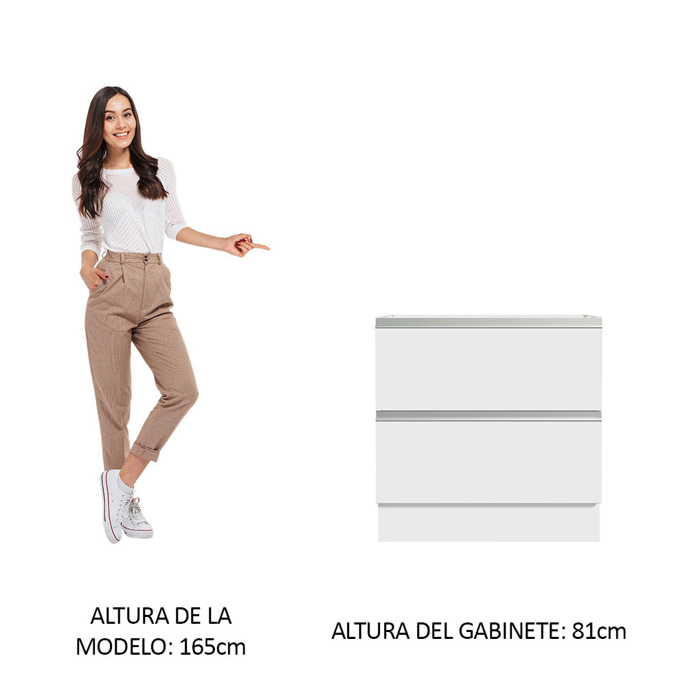 Bajo Mesada de Cocina 80 x 60 cm 2 Cajones (Sin Mesada) Blanco Glamy Madesa - Image 4