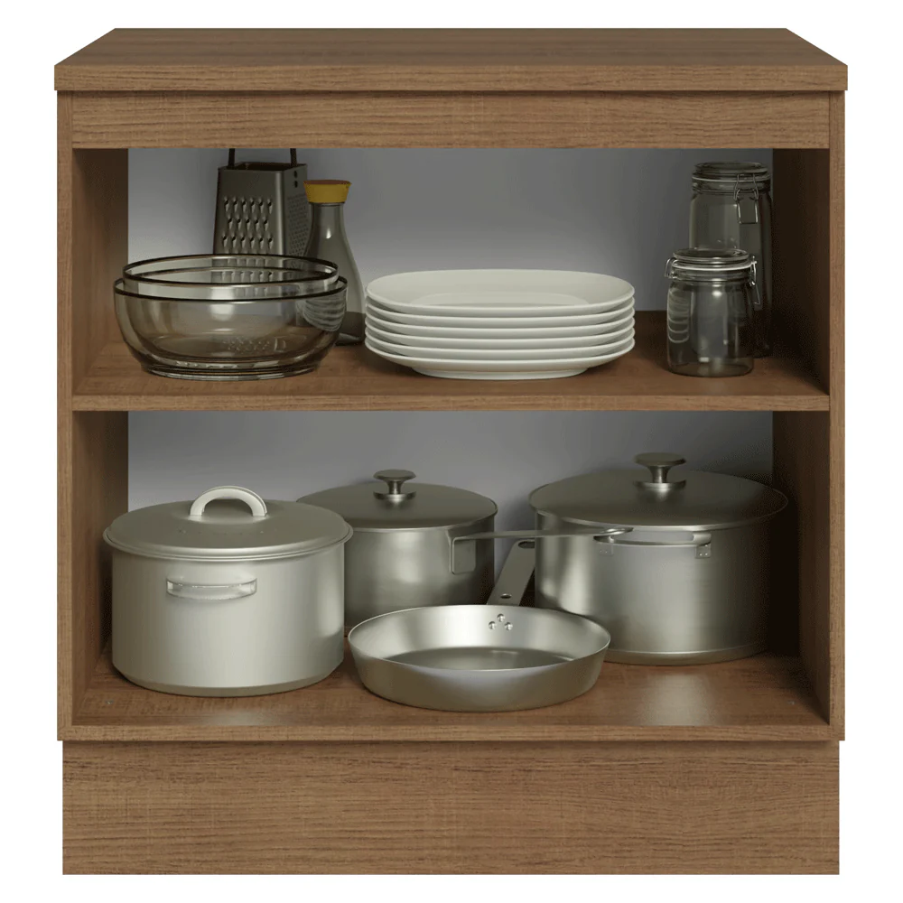 Bajo Mesada de Cocina 80 x 60 cm 2 Puertas (con Mesada) Marrón/Gris Vik Madesa - Image 4