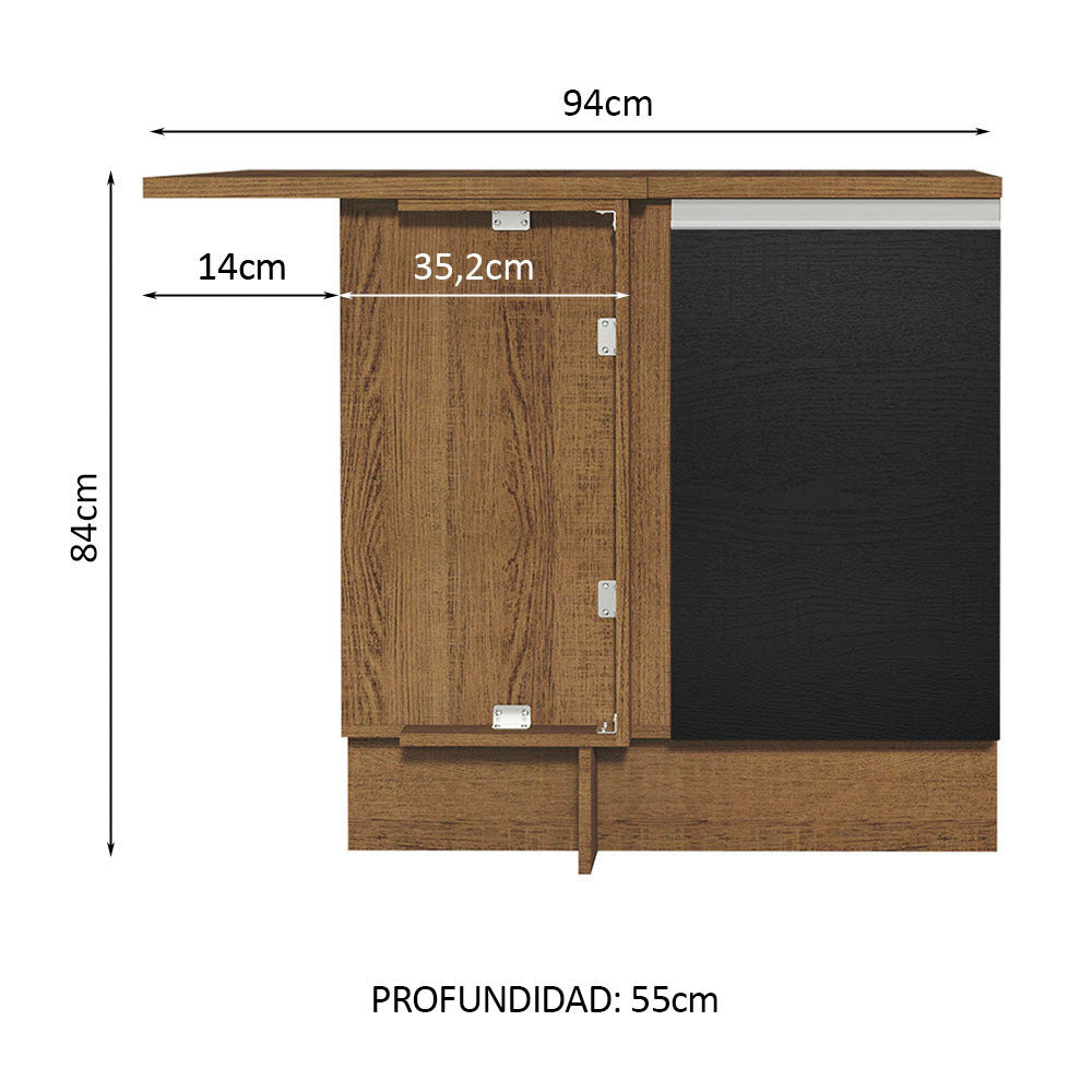 Bajo Mesada de Esquina de Cocina con 1 Puerta Glamy Marrón/Negro - Image 2