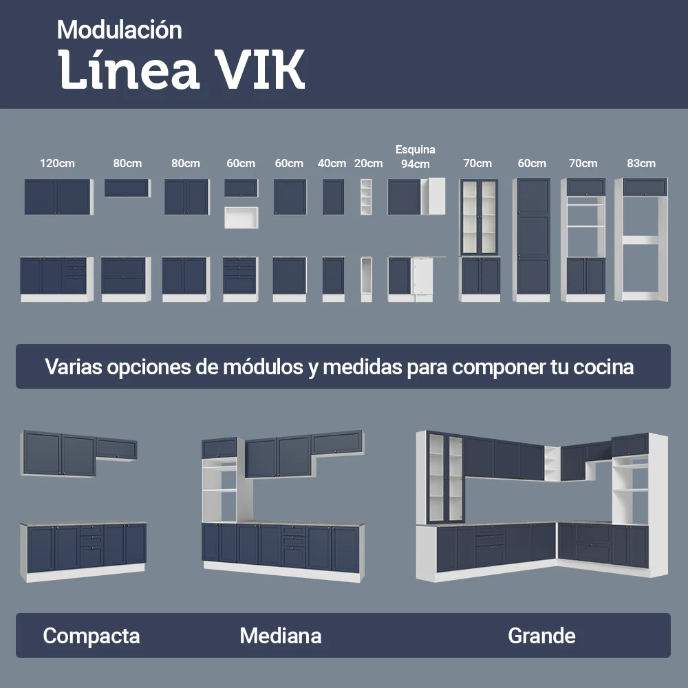 Bajo Mesada Especiero 20x60 cm 1 Puerta (Con Mesada) Blanco/Azul Vik - Image 8