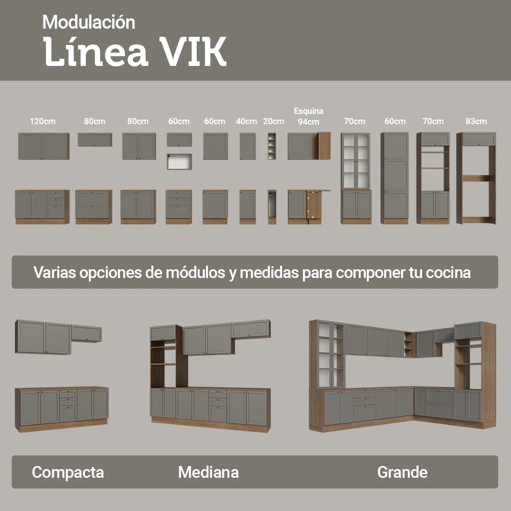 Bajo Mesada Especiero 20x60 cm 1 Puerta (Con Mesada) Marrón/Gris Vik - Image 8